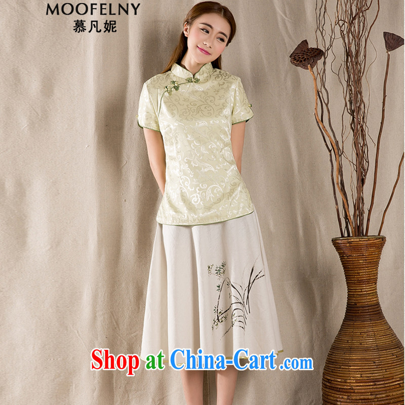The Stephanie 2015 summer New-snap embroidery female T-shirt China wind girls with antique Chinese Z 1213 white XXXL, Stephanie (MOOFELNY), shopping on the Internet