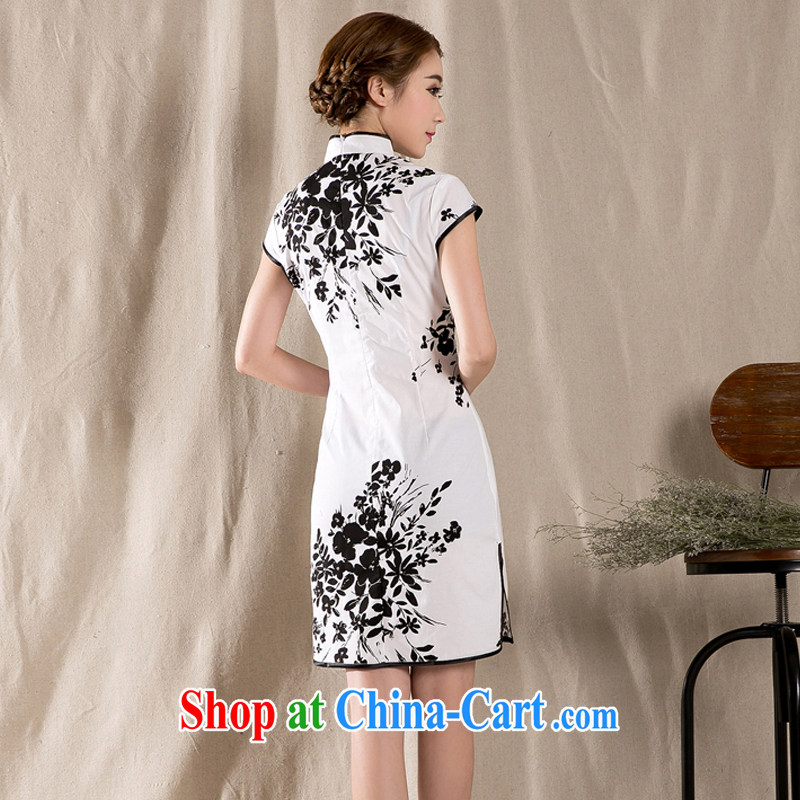 The Stephanie 2015 summer new Stylish retro cheongsam dress China wind stamp dresses white XL, Stephanie (MOOFELNY), shopping on the Internet