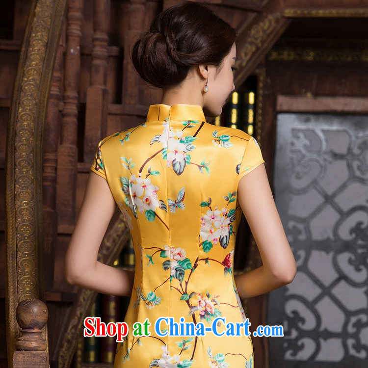 Mr. Kaplan 2015 spring and summer New China wind female silk stylish improved short cheongsam dress suit PL 0129 yellow XXL pictures, price, brand platters! Elections are good character, the national distribution, so why buy now enjoy more preferential! Health