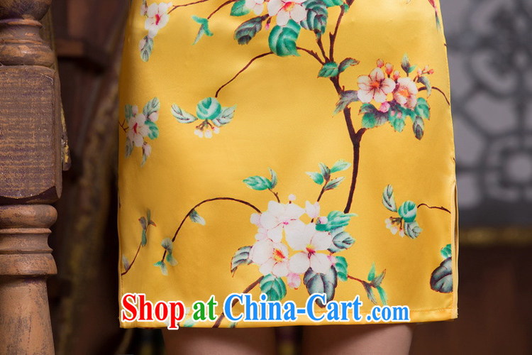 Mr. Kaplan 2015 spring and summer New China wind female silk stylish improved short cheongsam dress suit PL 0129 yellow XXL pictures, price, brand platters! Elections are good character, the national distribution, so why buy now enjoy more preferential! Health