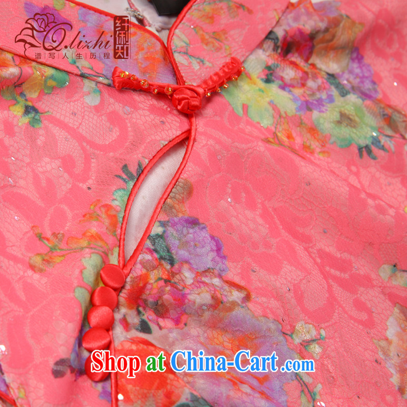 Slim Li known high mortality beauty graphics thin style summer retro female lace dresses improved stylish dresses QLZ Q 15 6051 pink XXL, slim Li (Q . LIZHI), online shopping