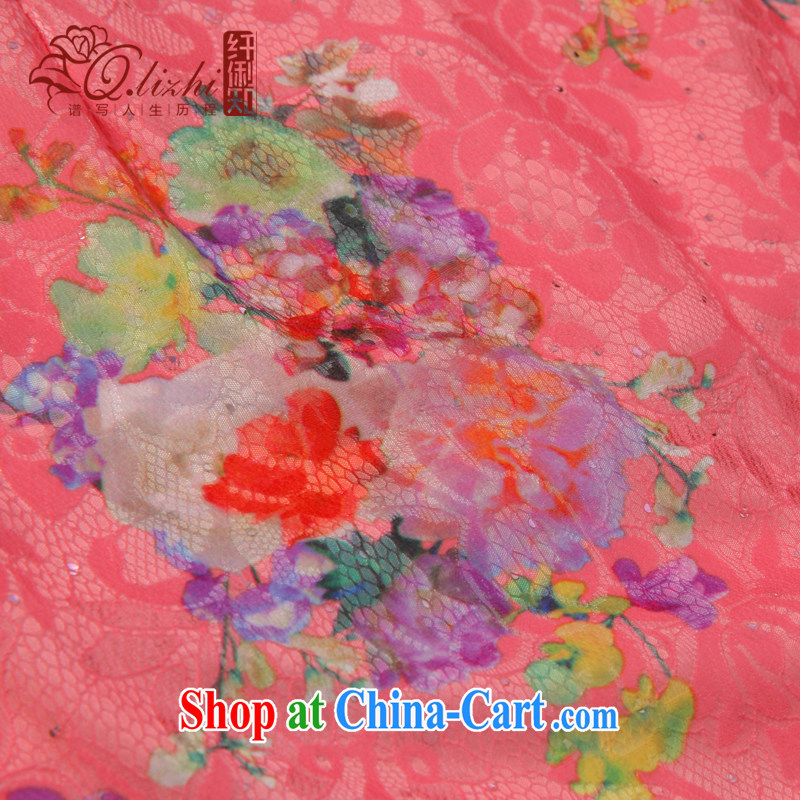 Slim Li known high mortality beauty graphics thin style summer retro female lace dresses improved stylish dresses QLZ Q 15 6051 pink XXL, slim Li (Q . LIZHI), online shopping