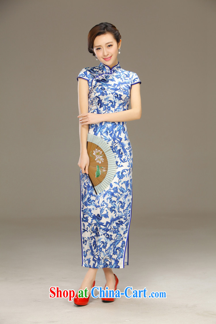Slim li know blue, Classic Blue style Silk Dresses 2015 summer retro style beauty dresses QLZ Q 15 6052 green land XXL pictures, price, brand platters! Elections are good character, the national distribution, so why buy now enjoy more preferential! Health