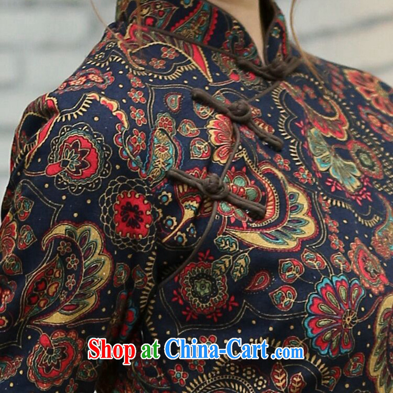 Take the Chinese wind summer girl, linen, improvement in manual cuff and knee long cheongsam dress such as the color 2 XL, figure, and shopping on the Internet