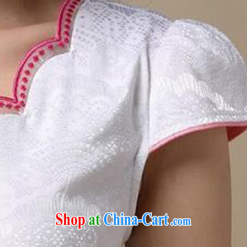 JA the 2015 summer on the new simple and stylish improved flower embroidery short sleeve does not rule with cultivating short cheongsam Chinese JAYT - 39 white XXL safflower, JA, and shopping on the Internet