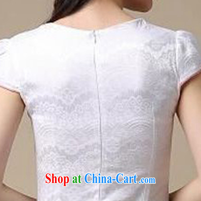 JA the 2015 summer on the new simple and stylish improved flower embroidery short sleeve does not rule with cultivating short cheongsam Chinese JAYT - 39 white XXL safflower, JA, and shopping on the Internet