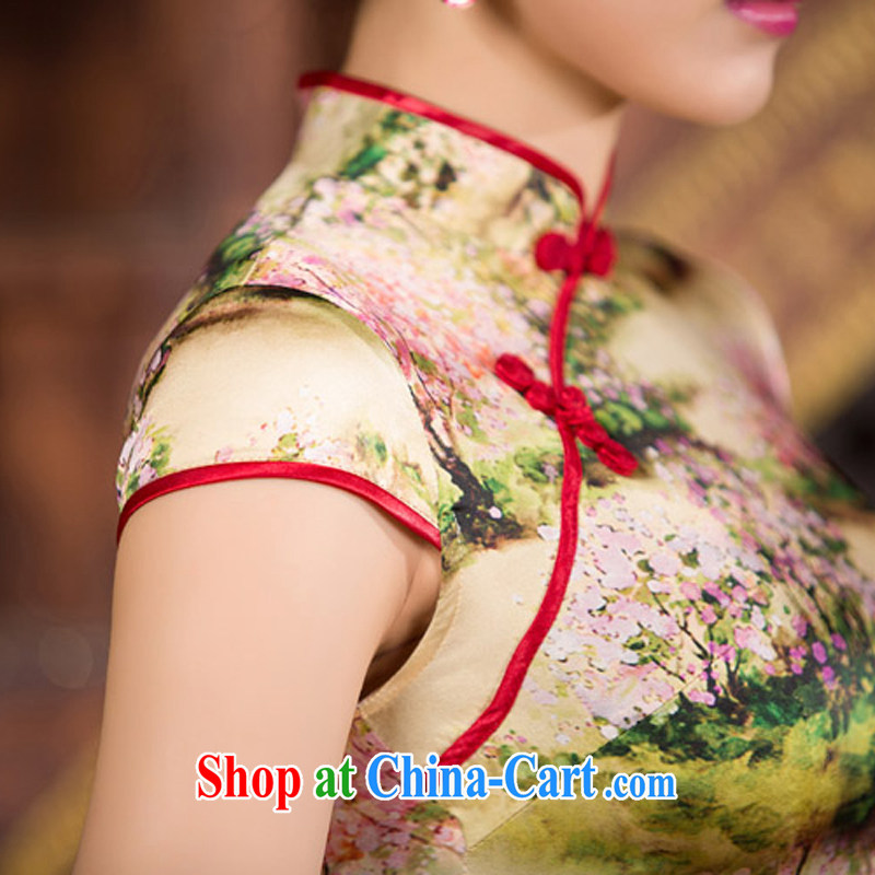 The Elizabeth cross-sectoral clusters spent 2015 Silk Cheongsam dress summer short cheongsam improved retro stylish girl cheongsam dress SZ S 2238 3XL, cross-sectoral, Elizabeth, and shopping on the Internet