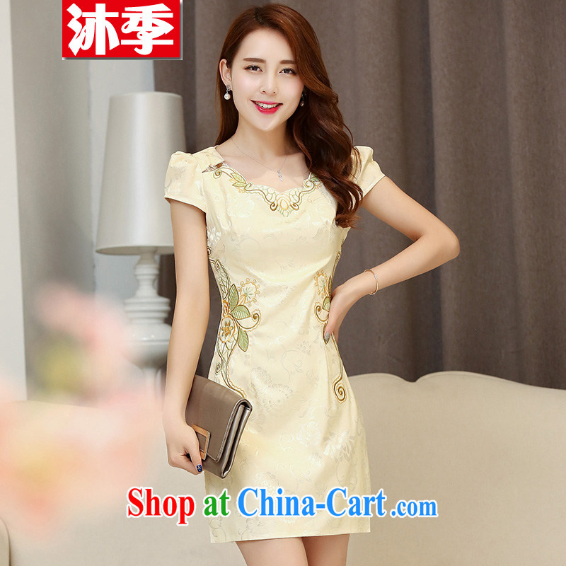 Mu season 2015 new summer lady stylish beauty improved cheongsam dress 1536 white L, Mu season (MOOVCHEE), online shopping