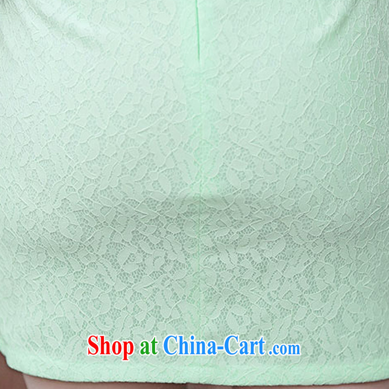 Summer 2015 women's clothing new cheongsam dress fashion dress short-sleeved style ladies, Beauty 1501 Green Green XXL, rain poems, shopping on the Internet