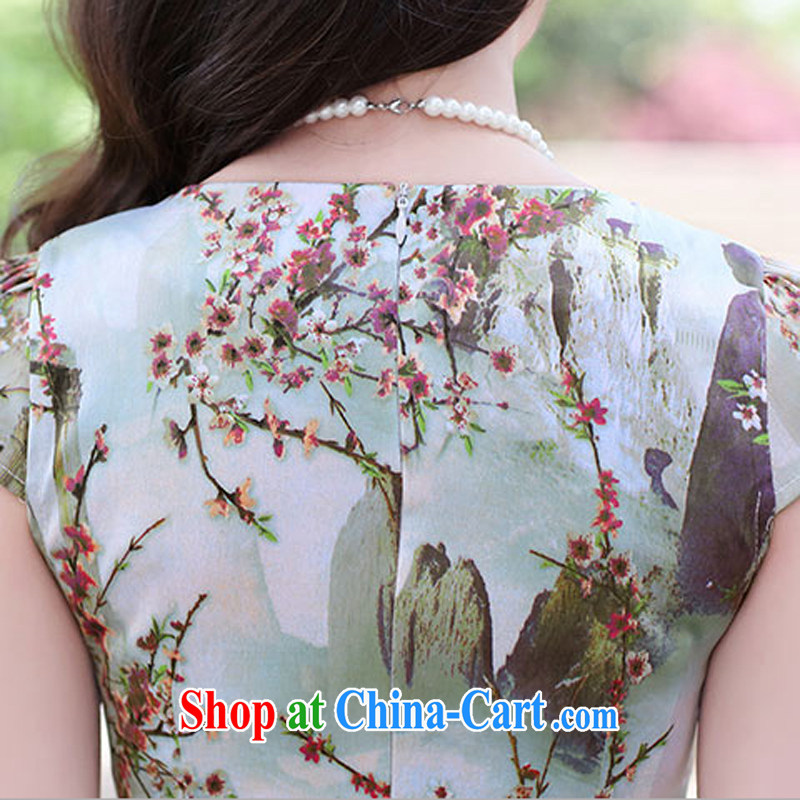 Summer 2015 new embroidery cheongsam dress girls improved daily package and a short-sleeved-stamp duty waist dress by 1506 the small virgin XXL, rain poetry, and shopping on the Internet