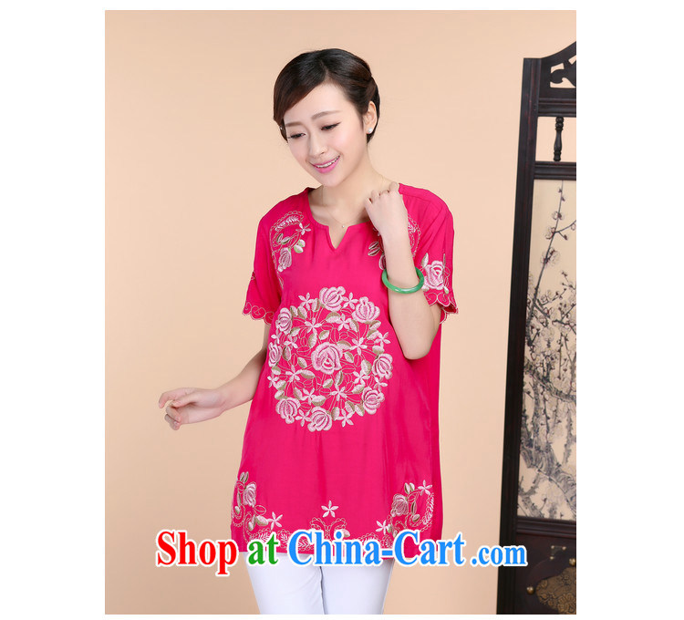 Barbie charm and Asia 2015 summer beauty antique embroidered Chinese short-sleeved round-collar short-sleeve, long T-shirt solid pants two piece set blue T-shirt XXXL pictures, price, brand platters! Elections are good character, the national distribution, so why buy now enjoy more preferential! Health