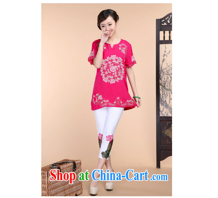 2015 summer beauty antique embroidered Chinese short-sleeved round-collar short-sleeve, long, solid color T-shirt pants Two Piece Set with black T-shirt XXXL pictures, price, brand platters! Elections are good character, the national distribution, so why buy now enjoy more preferential! Health
