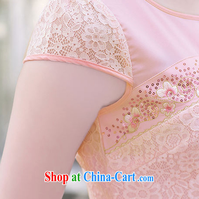 2015 a new beauty, sense of style female lace cheongsam dress retro improved daily fashion Spring Summer 1513 blue XXXL, rain poems, shopping on the Internet