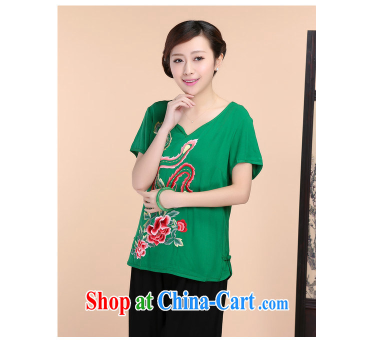 Barbie charm and Asia 2015 summer beauty antique embroidered Chinese short-sleeved V collar short-sleeve T-shirt loose pants two piece set with black T-shirt XL pictures, price, brand platters! Elections are good character, the national distribution, so why buy now enjoy more preferential! Health