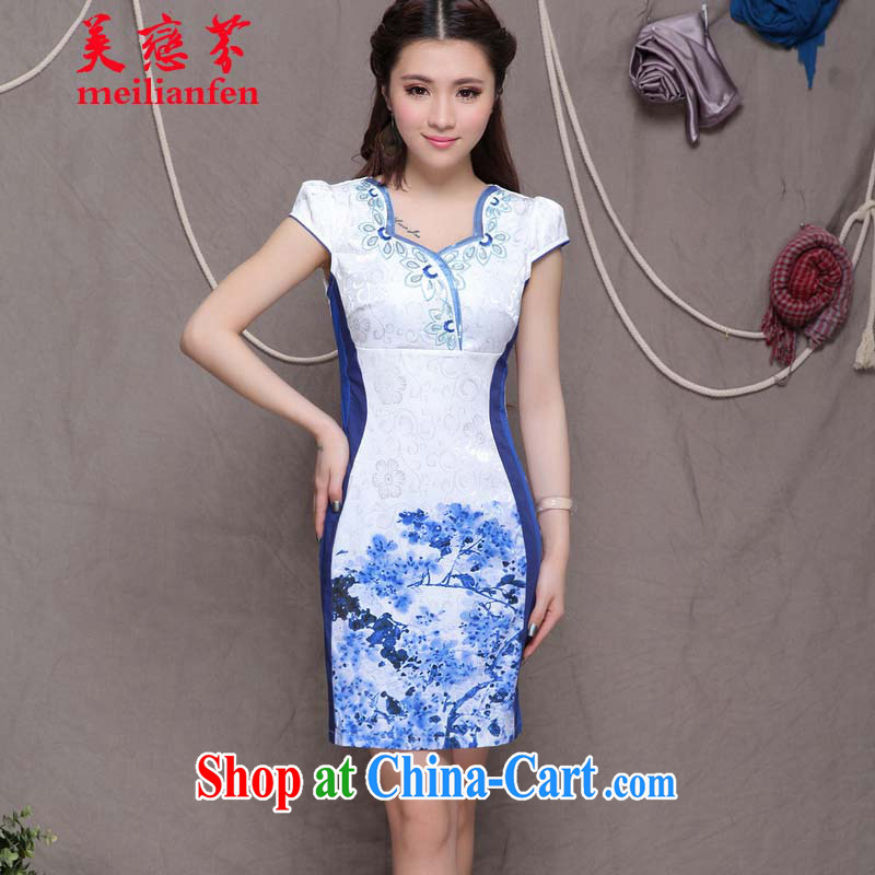 and the United States, Stephen D Ethnic Wind and stylish Chinese qipao dress daily retro beauty graphics build cheongsam FF 033 mlf 9906 dresses cheongsam green XL, American land (meilianfen), online shopping