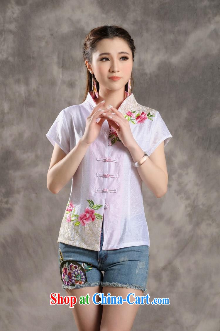 The poem, Ethnic Wind 2015 new Peony embroidery Chinese, summer/Chinese improved short-sleeved T-shirt outfit #7299 white XXL pictures, price, brand platters! Elections are good character, the national distribution, so why buy now enjoy more preferential! Health