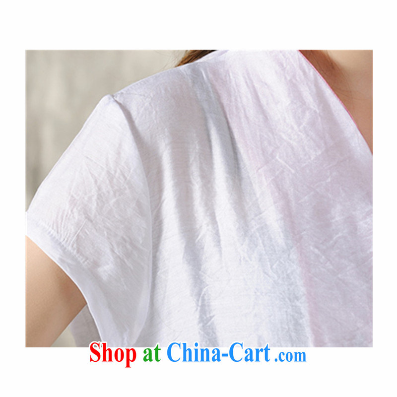 The poem, Ethnic Wind 2015 new Peony embroidery Chinese, summer/Chinese improved short-sleeved T-shirt outfit #7299 white XXL, the poetry, and, shopping on the Internet