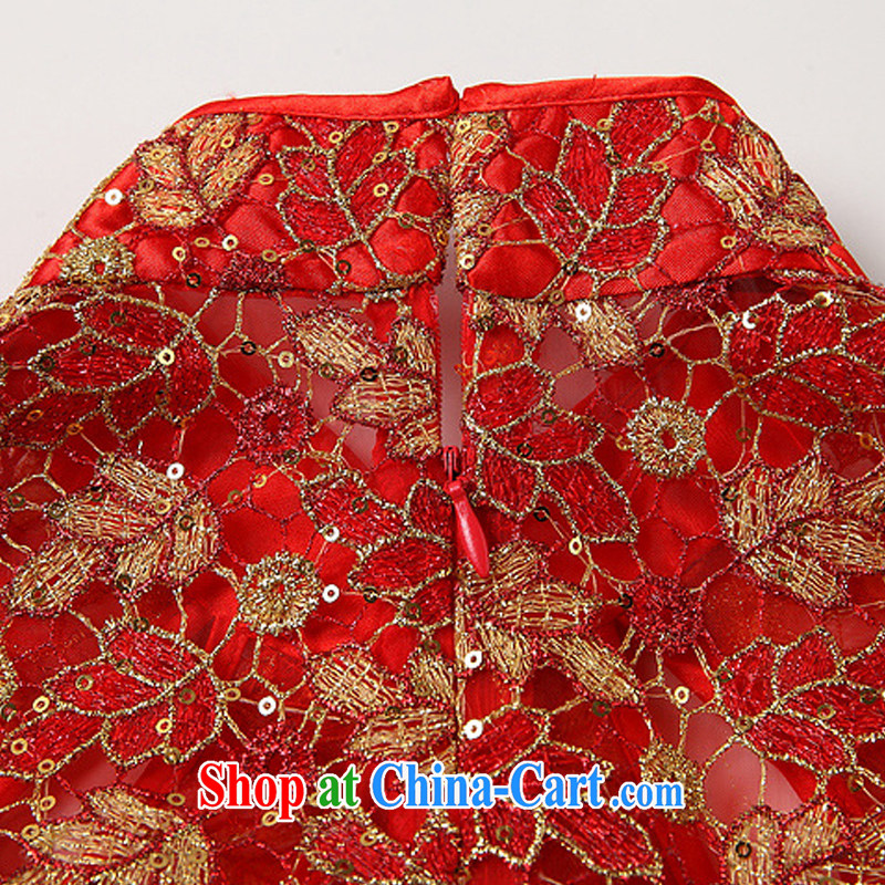 Very late marriage improved bows and stylish dress lady beauty sleeveless short cheongsam dress XWG 140,501 red XXL, light (at the end) QM, shopping on the Internet
