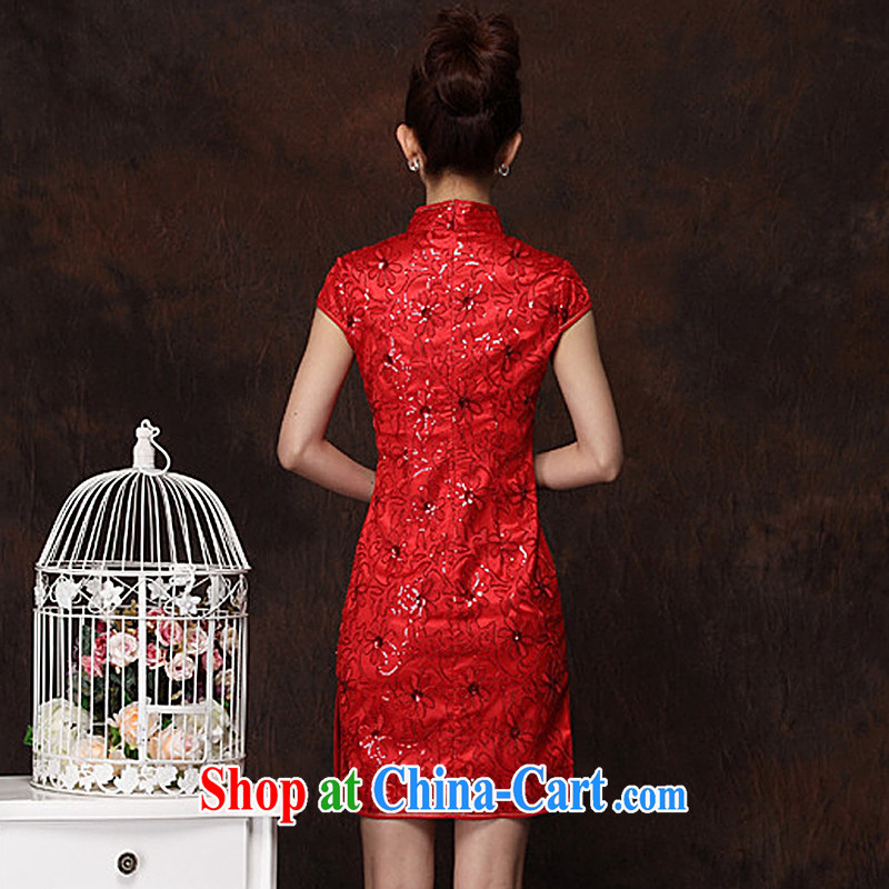 The end is very stylish and improved Phoenix marriage toast clothing qipao XWG 238 red XXL, shallow end (QM), shopping on the Internet