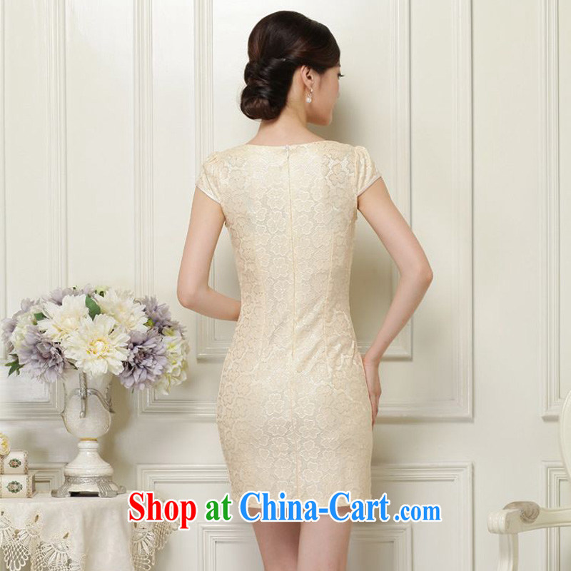 Forest narcissus summer 2015 new lady improved cheongsam lace short sleeves are not the rules for cultivating short cheongsam Chinese JAYT - 37 apricot XL, forest narcissus (SenLinShuiXian), shopping on the Internet