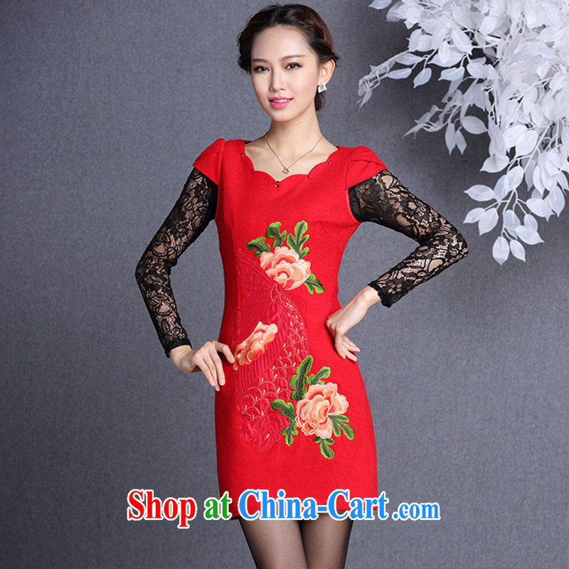 light at the improved stylish Ethnic Wind embroidered wool is solid dresses skirts ladies XWG 13,054 red XXL, light (at the end) QM, shopping on the Internet