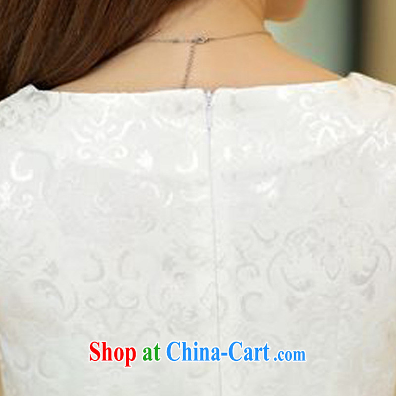Forest narcissus summer 2015 new special retro V collar jacquard floral embroidery cultivating short cheongsam Chinese JAYT - 35 white XL, forest narcissus (SenLinShuiXian), shopping on the Internet