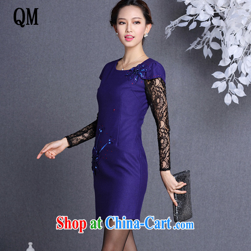 The end is improved and stylish hair is three-dimensional take short cheongsam stylish three-dimensional flowers, short cheongsam XWG 819 Po blue XXL, shallow end (QM), shopping on the Internet