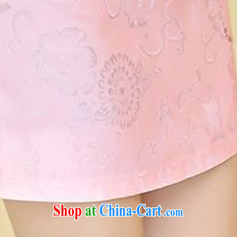 Forest narcissus 2015 summer on the new lady fashion improved cheongsam lace round-collar, flower cultivation, short cheongsam Chinese JAYT - 32 apricot XL, forest narcissus (SenLinShuiXian), online shopping