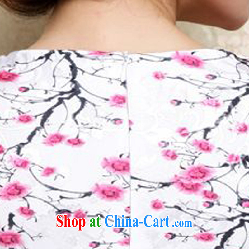 Forest narcissus summer 2015 new retro black Phillips-style improved cheongsam short, beauty packages and graphics thin cheongsam Chinese JAYT - 30 Blue on white flowers XXL, forest narcissus (SenLinShuiXian), online shopping
