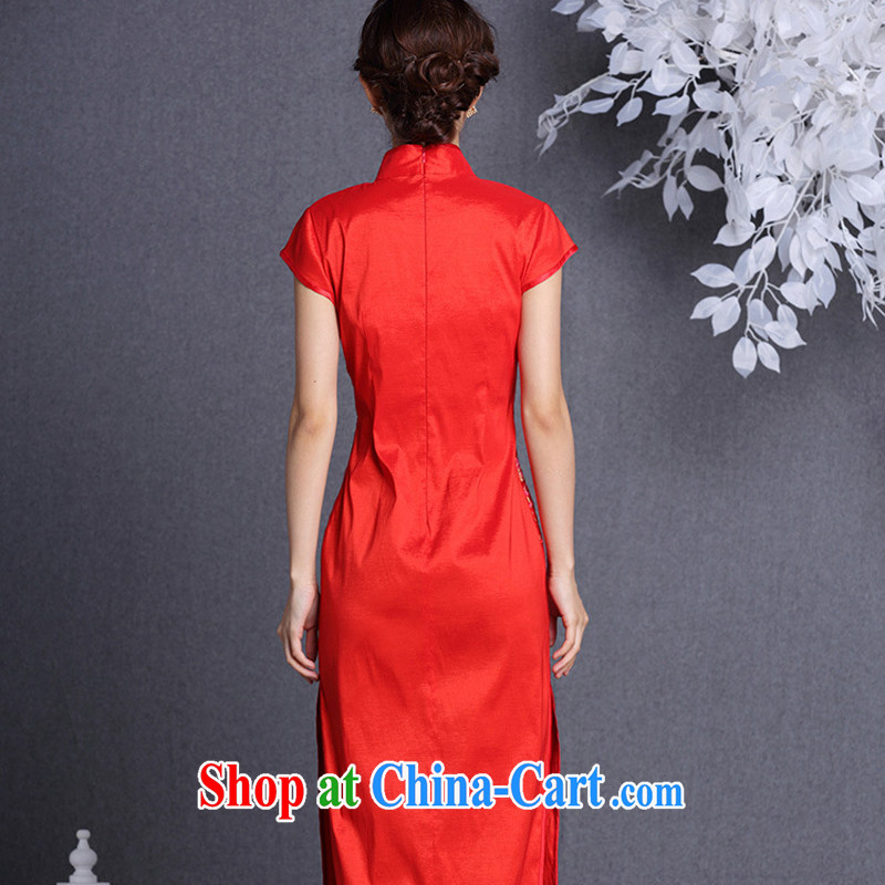 The end is improved and stylish Web yarn embroidery, banquet long cheongsam XWG 1309 - 22 red XXL, light (at the end) QM, shopping on the Internet