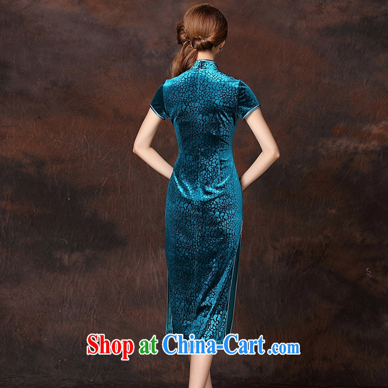 light at the improved Stylish retro-Ms. lao daily wool long cheongsam XWG 141,026 - 1 Lake blue XXXXL, light (at the end) QM, shopping on the Internet