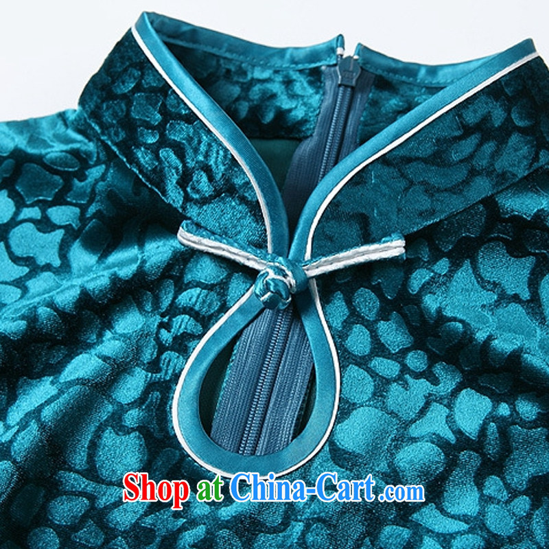 light at the improved Stylish retro-Ms. lao daily wool long cheongsam XWG 141,026 - 1 Lake blue XXXXL, light (at the end) QM, shopping on the Internet