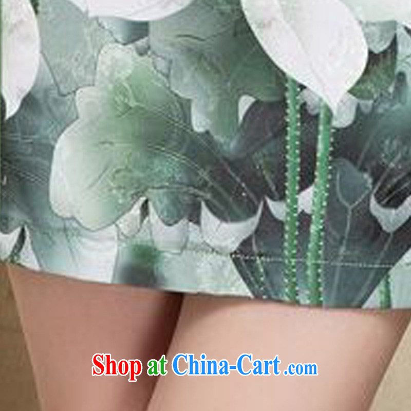 Forest narcissus summer 2015 new sleek improved qipao and fresh white lotus the short, Beauty packages and graphics thin cheongsam Chinese JAYT - 25 green XXL, forest narcissus (SenLinShuiXian), online shopping