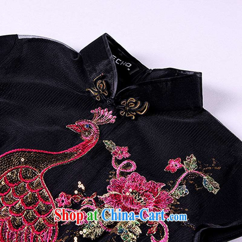 The end is improved and Stylish retro Web yarn embroidered Ethnic Wind short-sleeved banquet short cheongsam XWG 13 - 6089 Map Color XXL, shallow end (QM), and, on-line shopping