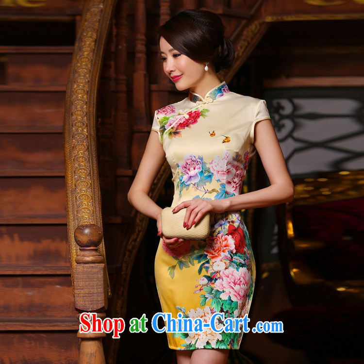 Mr. Kaplan 2015 spring and summer new retro improved silk short cheongsam dress beauty sexy female China wind PL 332 photo color XXL pictures, price, brand platters! Elections are good character, the national distribution, so why buy now enjoy more preferential! Health