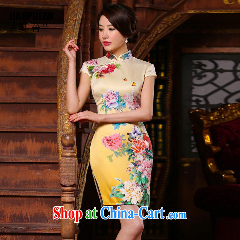 Mr. Kaplan 2015 spring and summer new retro improved silk short cheongsam dress beauty sexy female China wind PL 332 photo color XXL