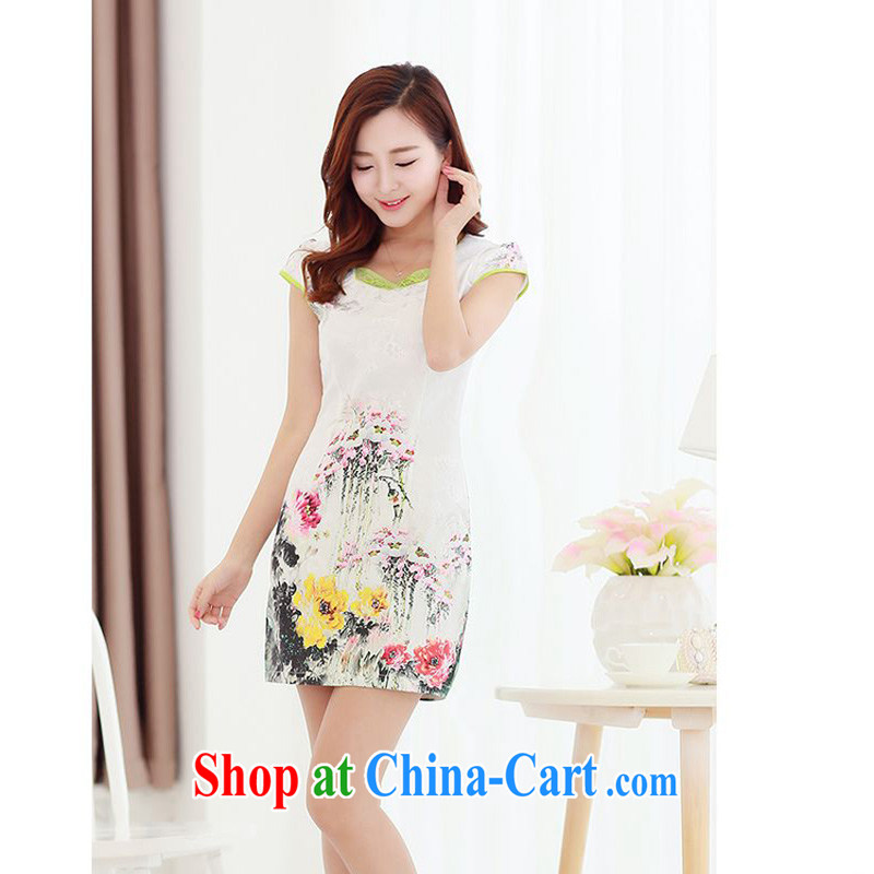 Forest narcissus summer 2015 new stylish and elegant improved cheongsam fresh Lotus Peony floral beauty package and graphics thin cheongsam Chinese JAYT - 2 Peony XXL