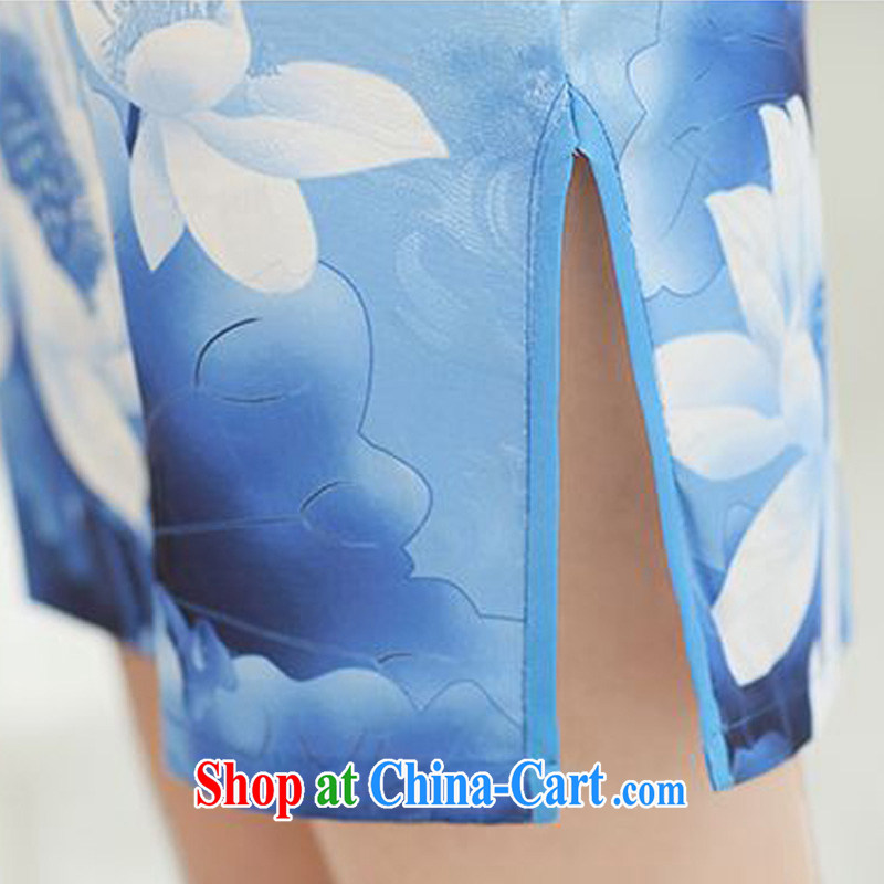 Forest narcissus 2015 summer on the new ink Lotus streaking retro-tie, for improved cheongsam beauty package and graphics thin cheongsam Chinese JAYT - 1 picture color XXL, forest narcissus (SenLinShuiXian), shopping on the Internet