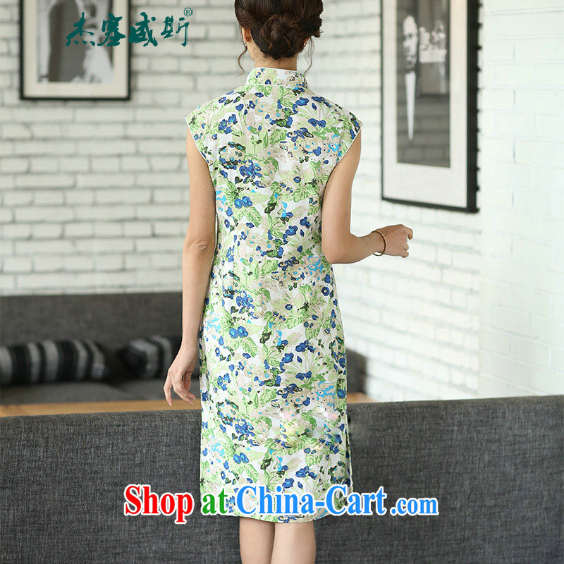 Jack Plug, summer, new Ethnic Wind improved cultivating linen dresses hand-tie cheongsam dress sleeveless blue out of the blue L, Jessup, and shopping on the Internet