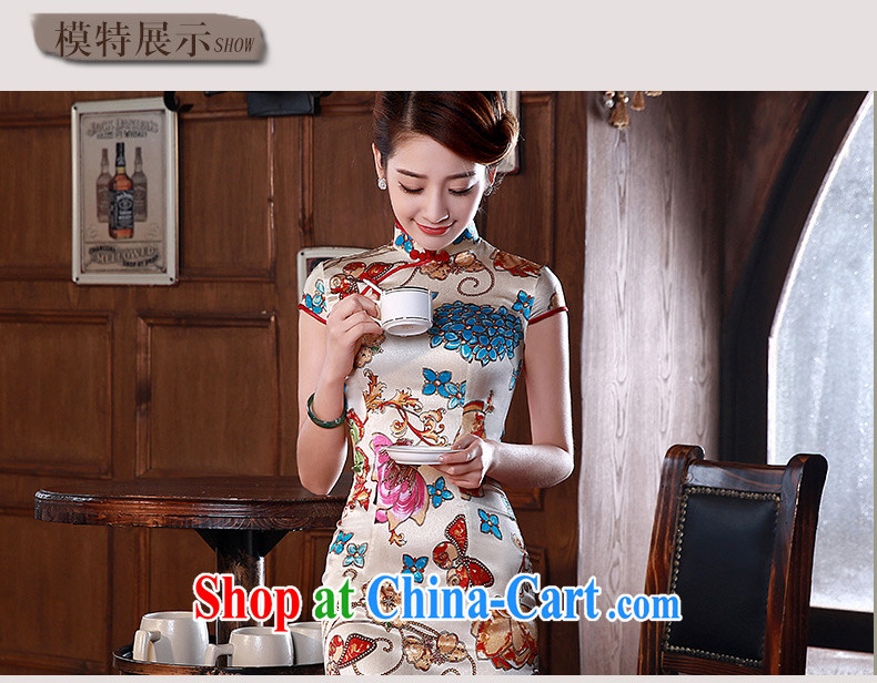 New dresses, spring 2015 retro short-sleeve stylish sauna silk heavy Silk Dresses Q 1051 fancy XXL pictures, price, brand platters! Elections are good character, the national distribution, so why buy now enjoy more preferential! Health