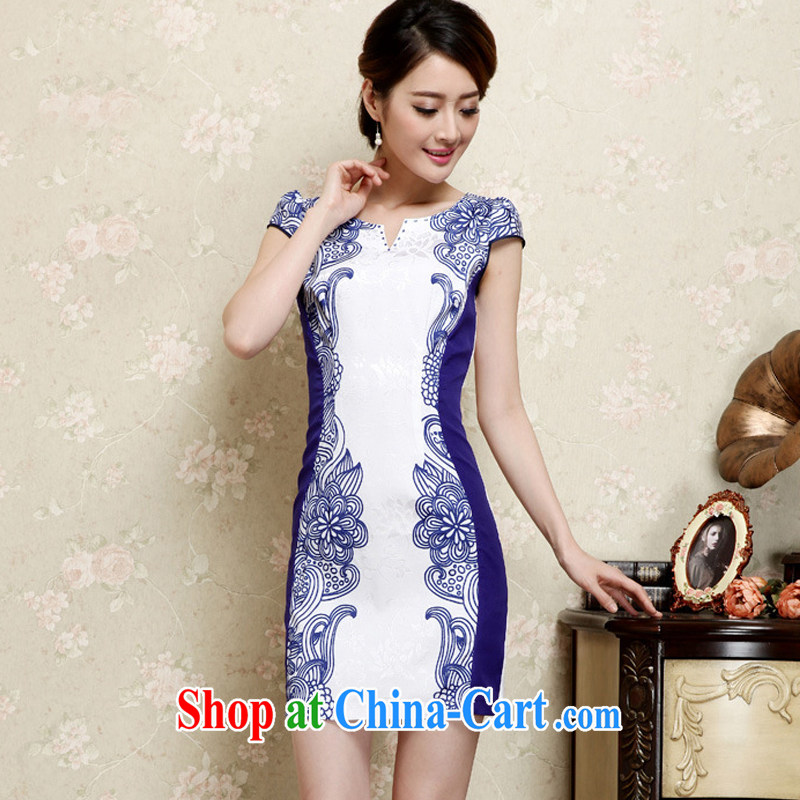 light at the elegance Ethnic Wind Cultivating Female improved cheongsam no's round-cut solid, qipao JT 1021 blue XXL, light (at the end) QM, shopping on the Internet