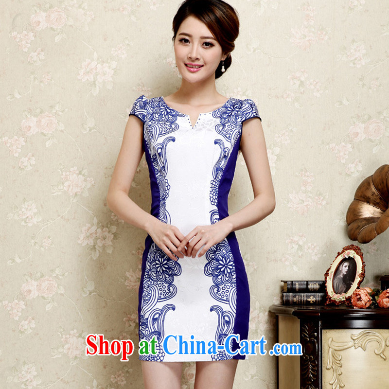 light at the elegance Ethnic Wind Cultivating Female improved cheongsam no's round-cut solid, qipao JT 1021 blue XXL, light (at the end) QM, shopping on the Internet