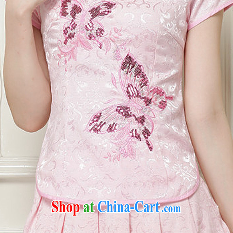 light at the spring and summer, dresses for China's National wind-power's a tight two-piece short cheongsam package JT 988 pink XXL, light (at the end) QM, shopping on the Internet