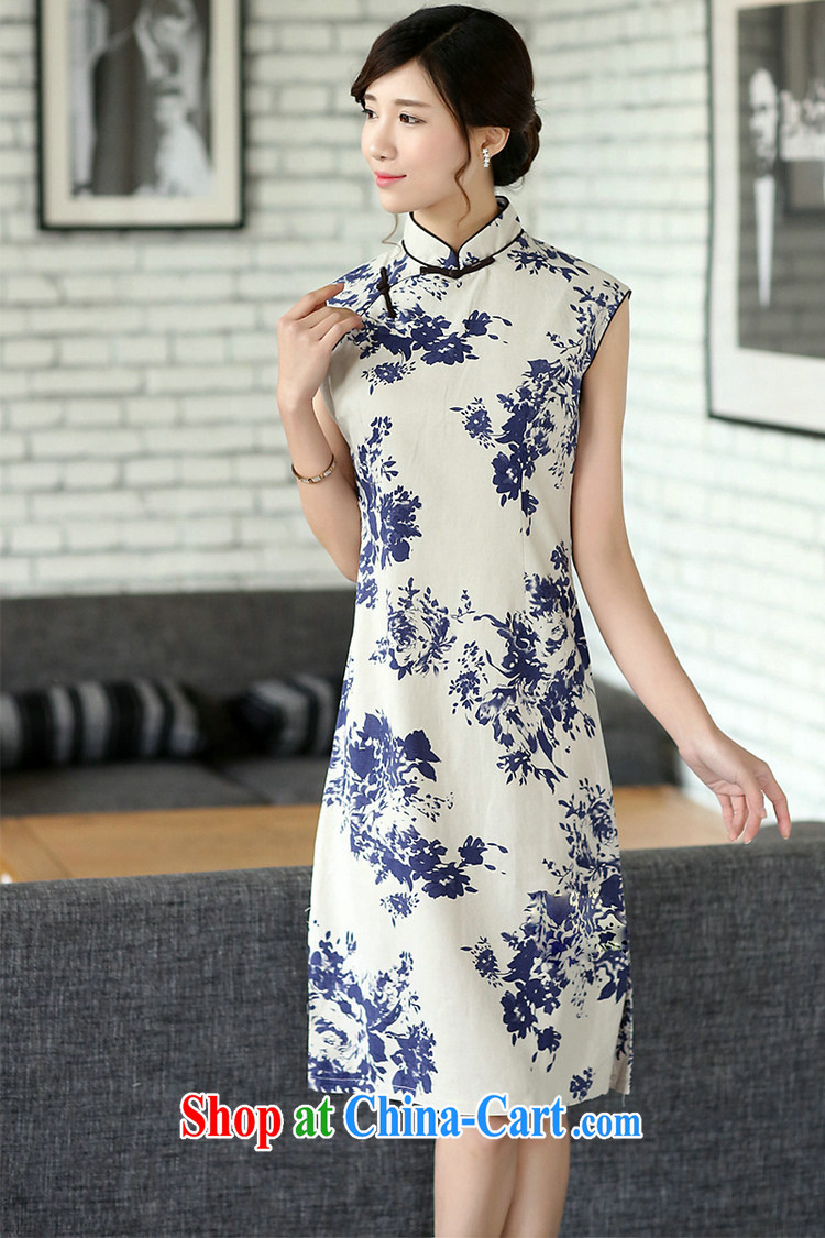 The Jessup, spring and summer women's clothing retro art linen hand-tie sleeveless, in long, improved dresses dresses sleeveless blue and white porcelain XXL pictures, price, brand platters! Elections are good character, the national distribution, so why buy now enjoy more preferential! Health