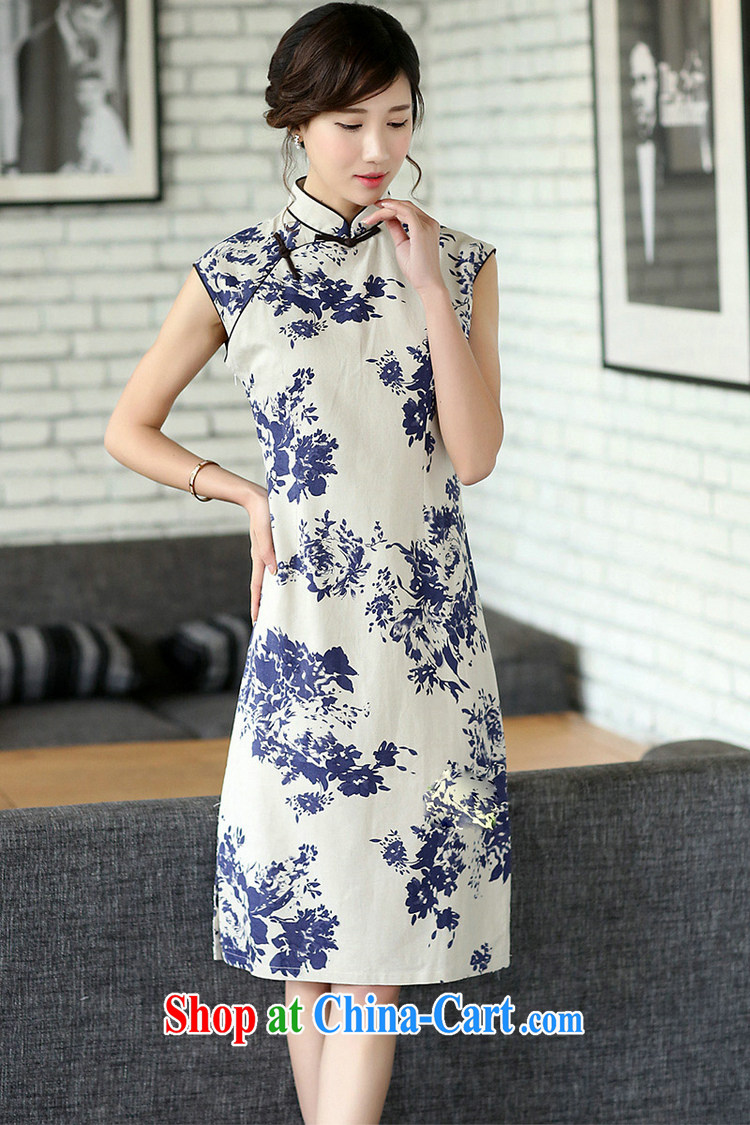 The Jessup, spring and summer women's clothing retro art linen hand-tie sleeveless, in long, improved dresses dresses sleeveless blue and white porcelain XXL pictures, price, brand platters! Elections are good character, the national distribution, so why buy now enjoy more preferential! Health