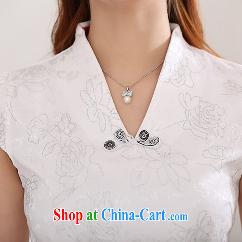 light at the national wind female fashion improved cheongsam Chinese style has been hard-pressed solid JT outfit #359 white XL, light (at the end) QM, shopping on the Internet