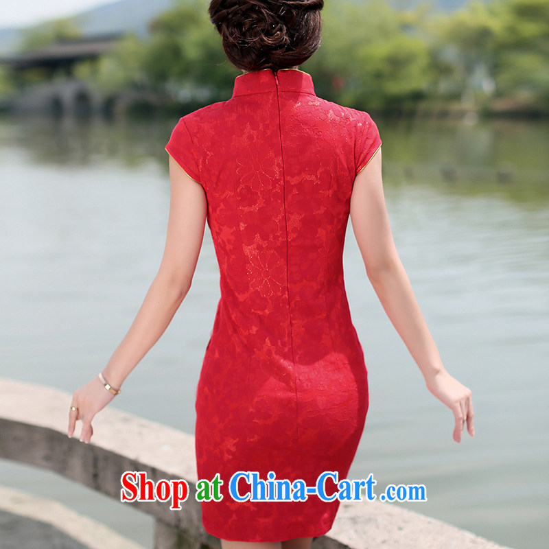 Jin Bai Lai 2015 new dresses summer dresses the improved stylish beauty graphics thin red short-sleeved wedding dress uniform toast 4 XL idealistically Bai Lai (C . Z . BAILEE), online shopping