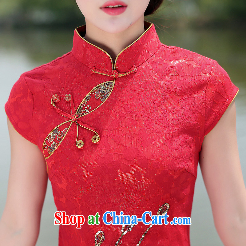 Jin Bai Lai 2015 new dresses summer dresses the improved stylish beauty graphics thin red short-sleeved wedding dress uniform toast 4 XL idealistically Bai Lai (C . Z . BAILEE), online shopping