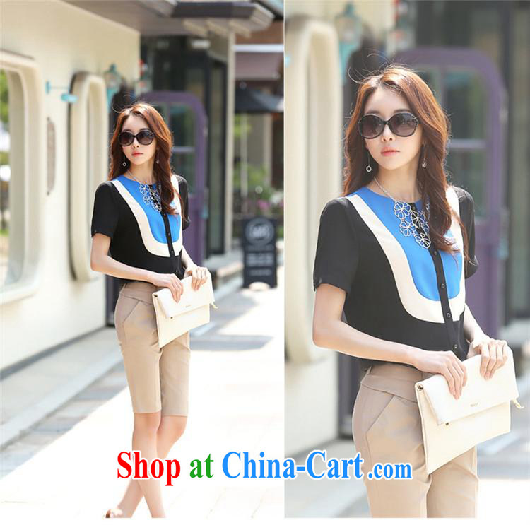 hamilton 2015 summer Korean version of the new, female short-sleeved knocked color stitching round-collar female T pension female fashion career OL female white XXL pictures, price, brand platters! Elections are good character, the national distribution, so why buy now enjoy more preferential! Health