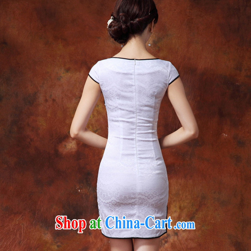 The end is very trendy Ethnic Wind female fashion improved cheongsam Chinese Pipa ends-in Lao long cheongsam JT 920 white black XL, light (at the end) QM, shopping on the Internet